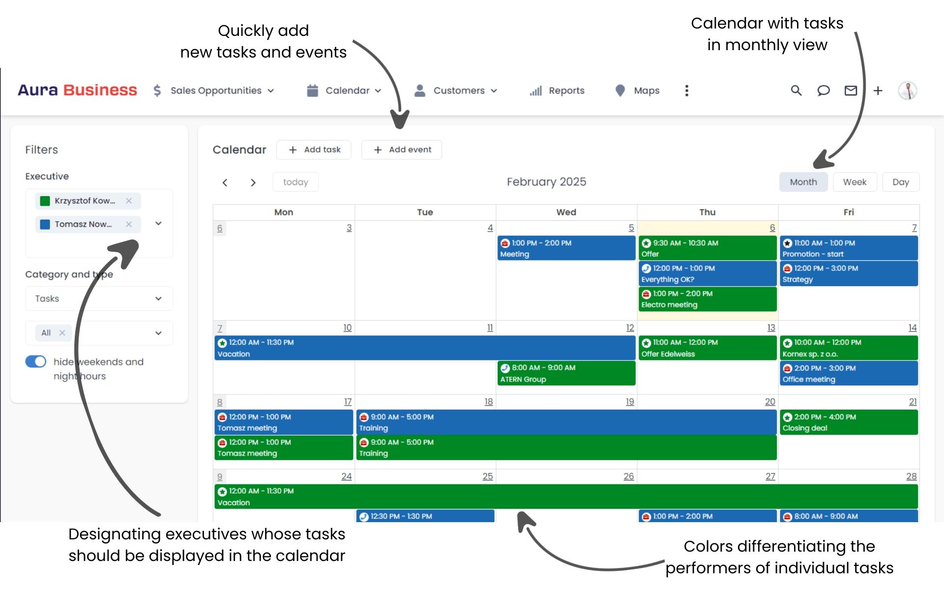 Sales team work planning on the calendar