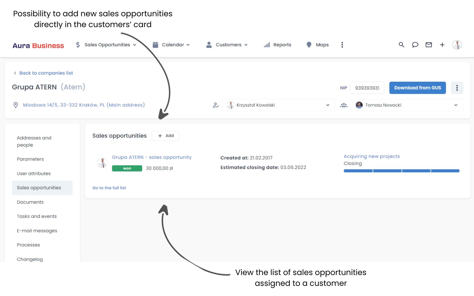Knowledge base about customers - opportunities.