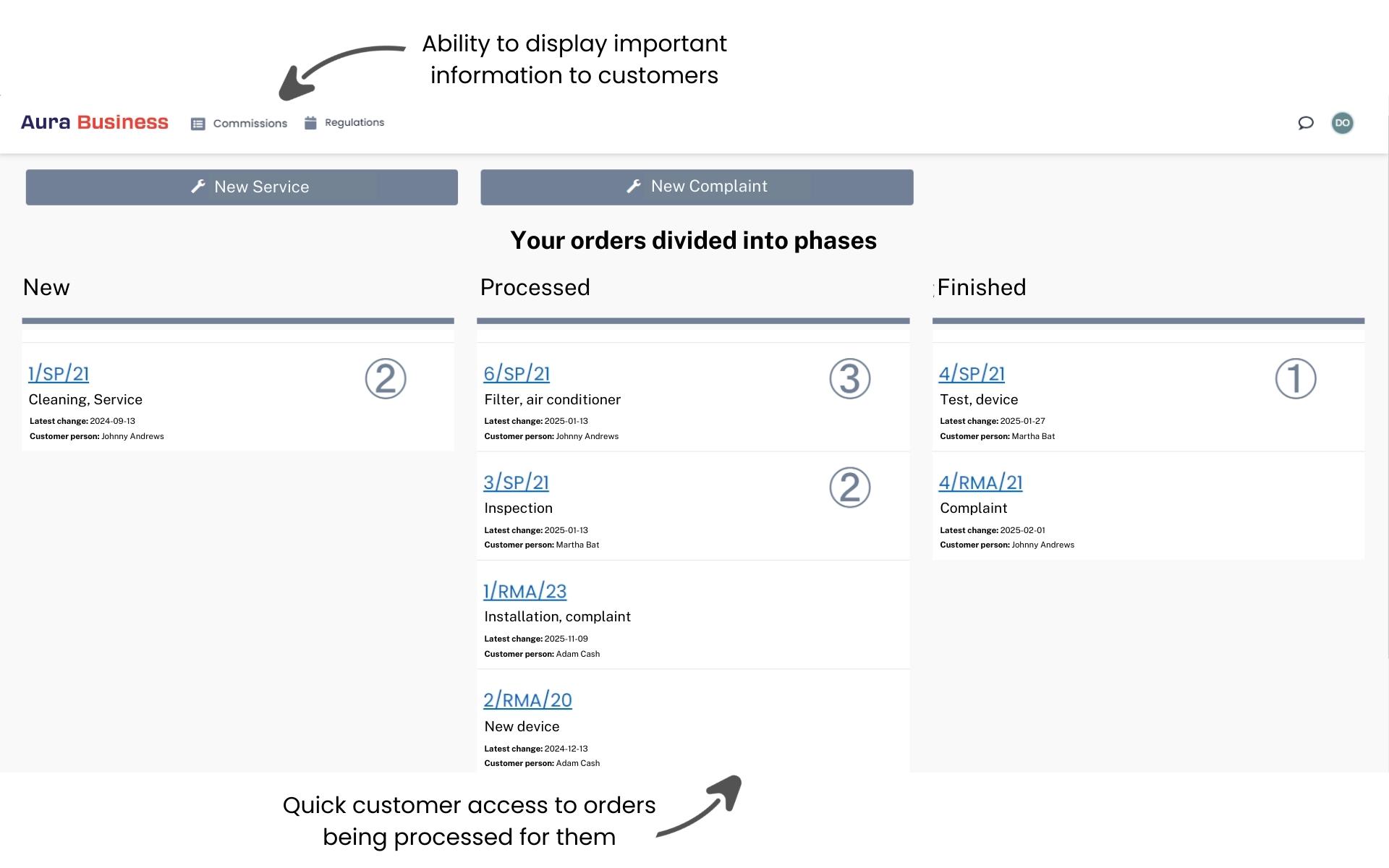 Placing orders by customers in the contractor panel