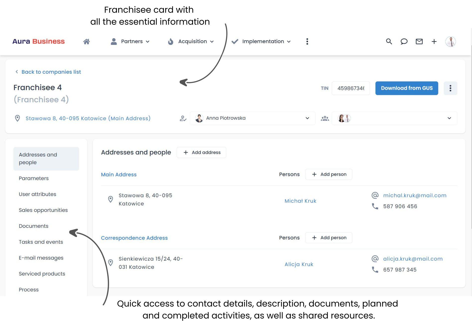 Franchise collaboration - partner database.
