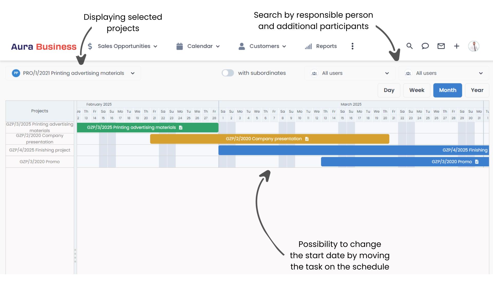 Project schedule in CRM