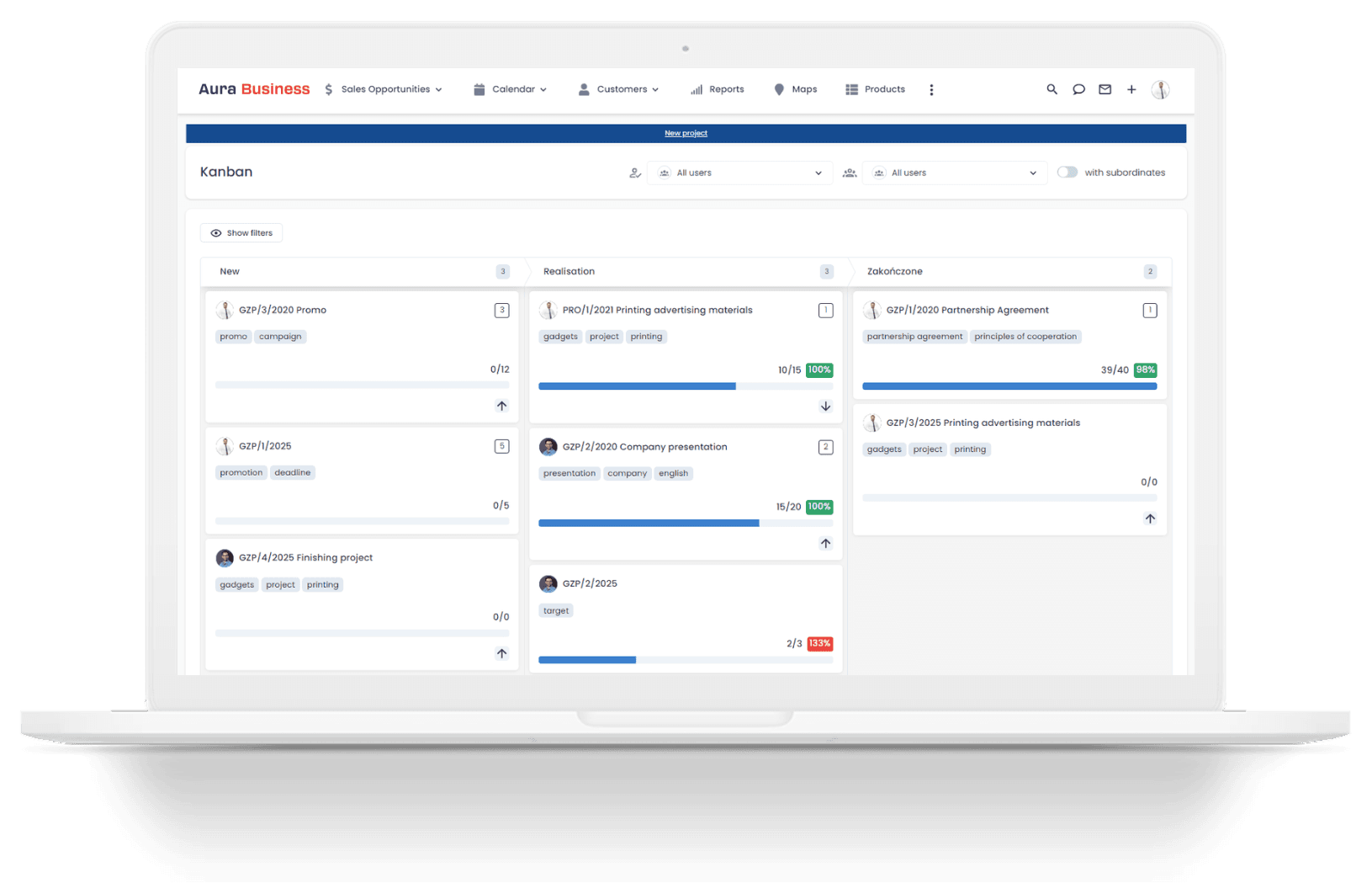 Managing orders in the Kanban view