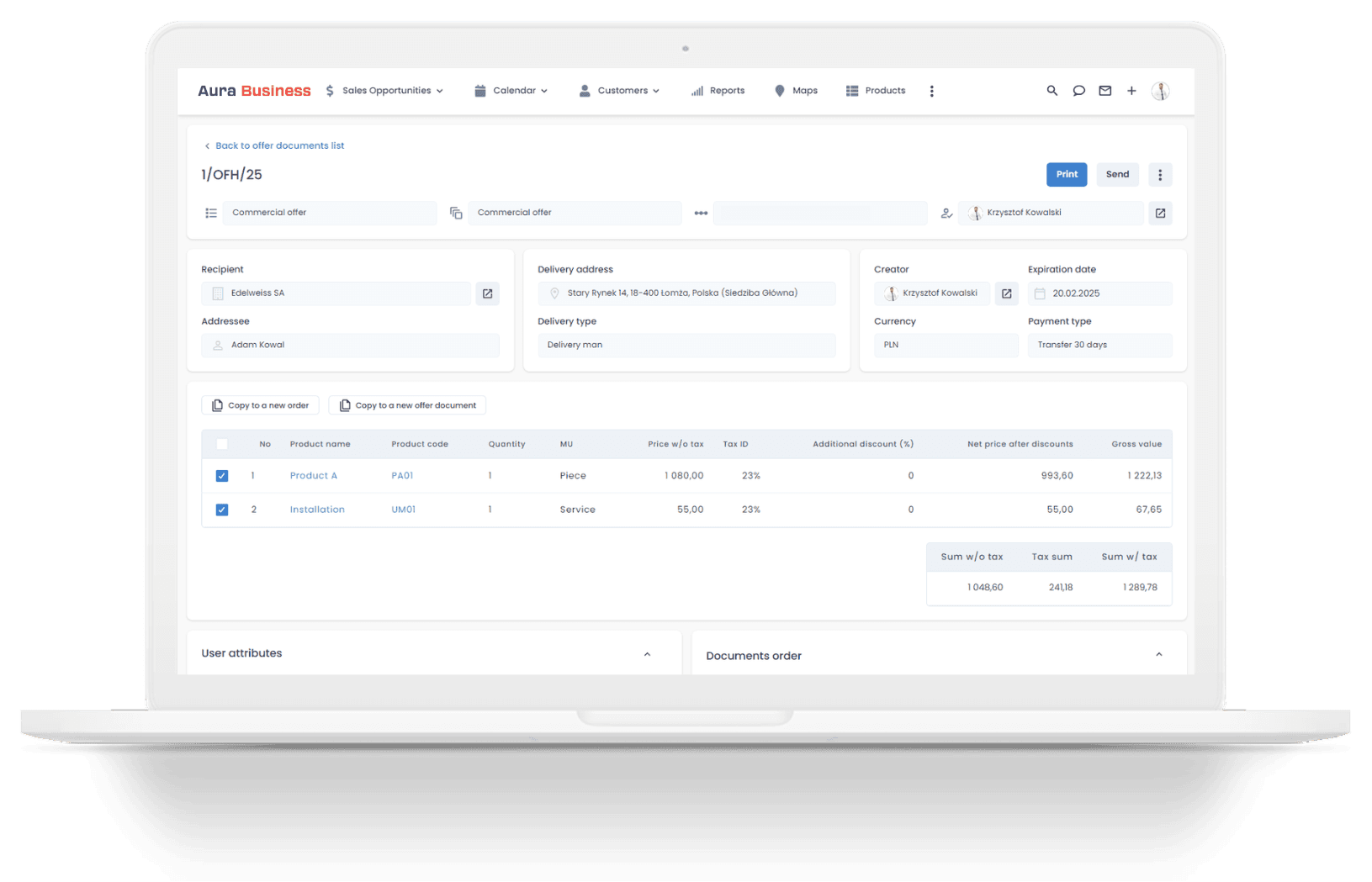 Streamlining the quoting process in the CRM system