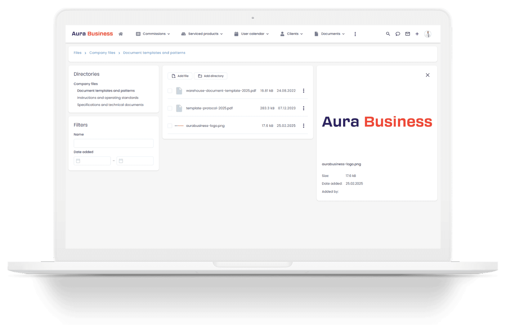 File repository in the management system