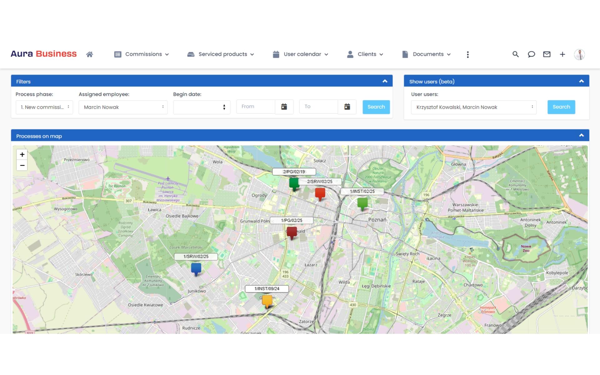 Order preview on a map