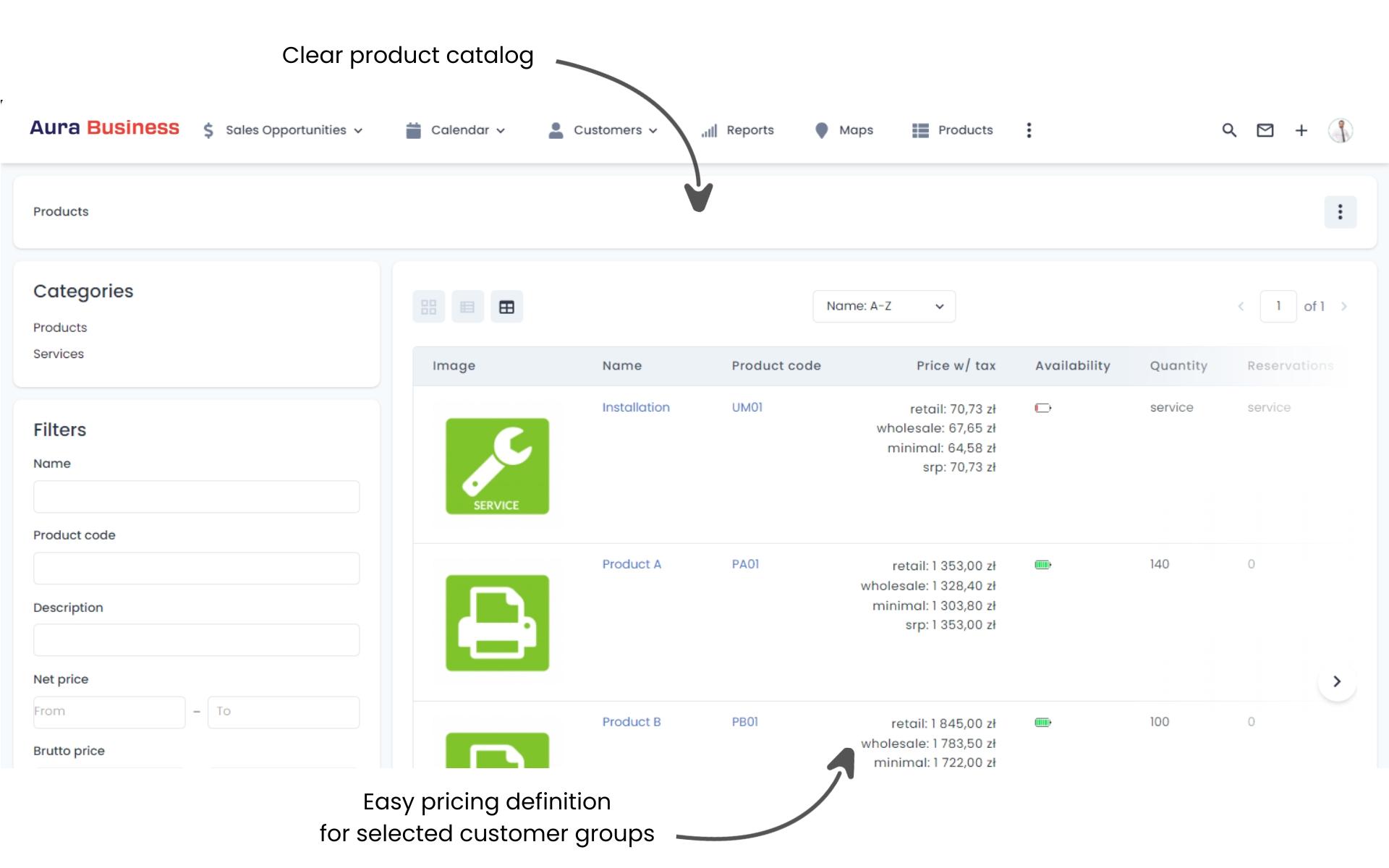 Individual prices and discounts for clients in CRM