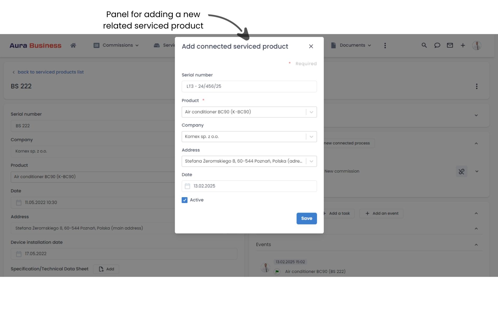 Linking serviced products in Aura Services