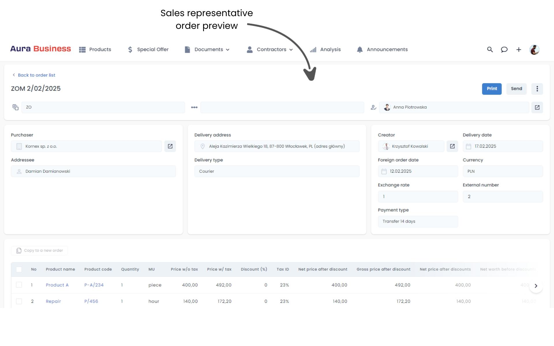 Ability to link tasks with documents in B2B software