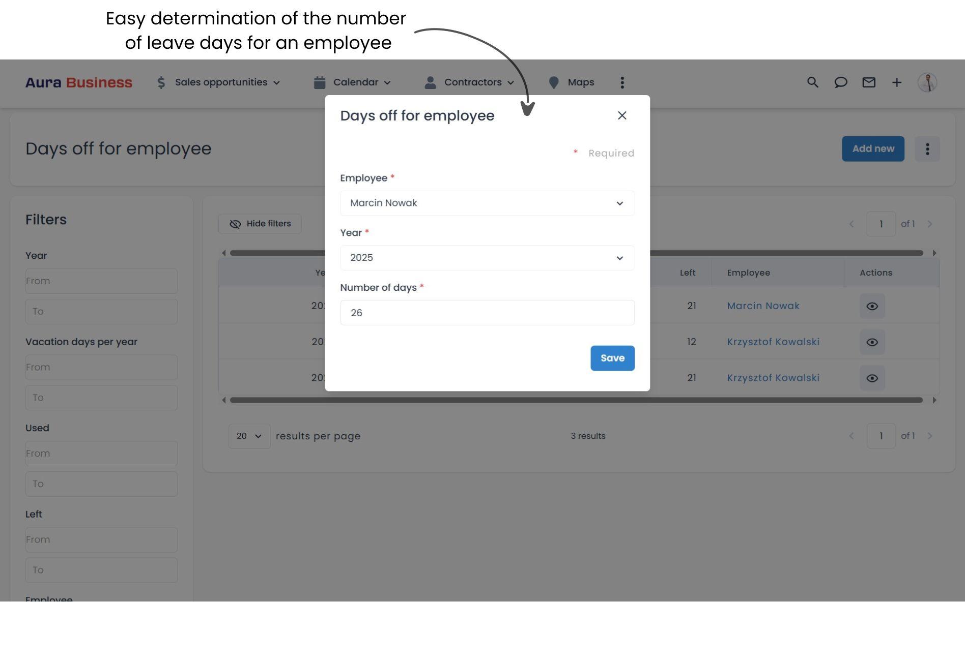 Adding a new vacation entitlement.