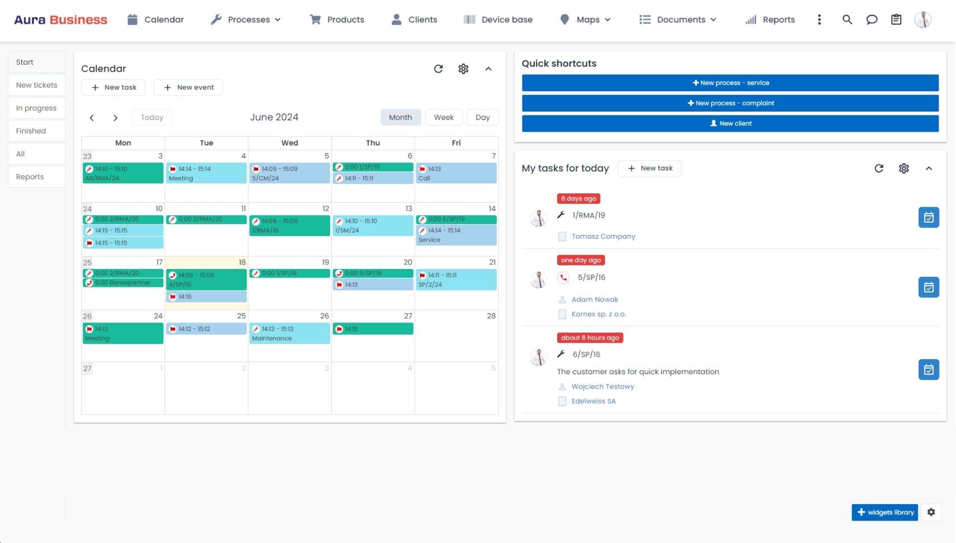 Example of an employee dashbord