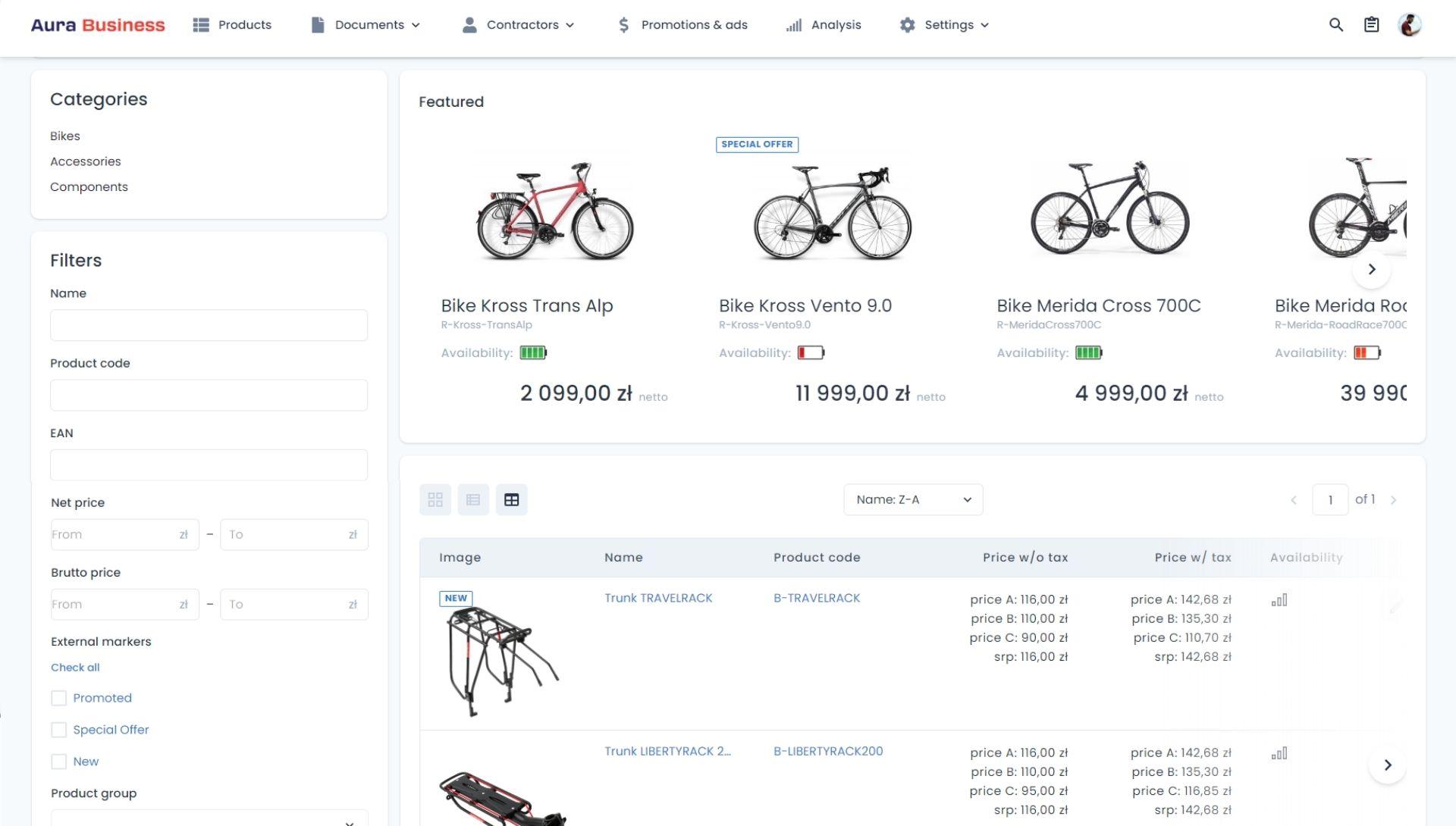 Product offer in the B2B system